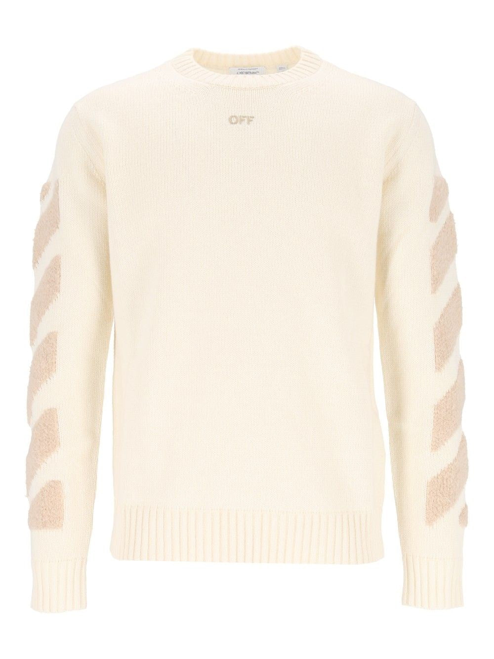 Off-White Men Diagonals Fuzzy Knit Crewneck