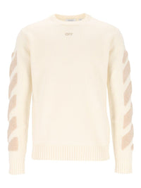 Off-White Men Diagonals Fuzzy Knit Crewneck