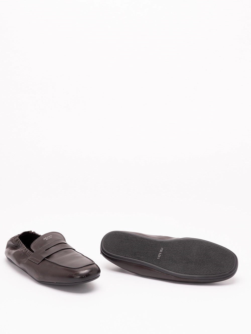Prada Prada Men Shuffle Antiqued Leather Loafers