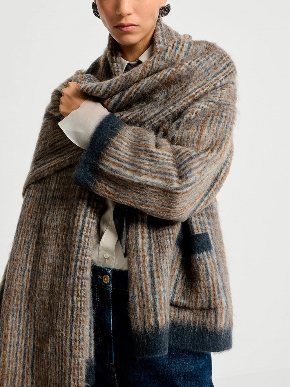 Brunello cucinelli Brunello Cucinelli Women Prince Of Wales Double Knit Outerwear