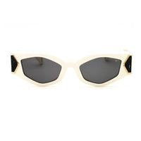 Philipp Plein Sunglasses Geometric Full Rim, Shiny Beige Frame and Dark Grey Lens SPP136M5206K6