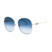 Salvatore Ferragamo Sunglasses Round Full Rim, Gold Frame and Blue Gradient Lens SF297S743