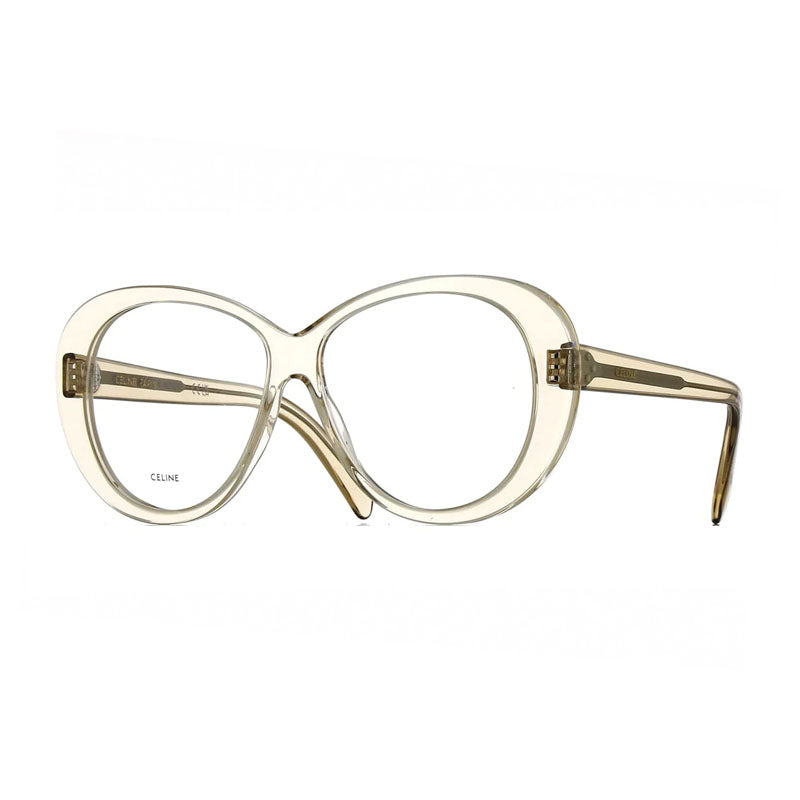 Celine Celine Eyeglasses Butterfly Full Rim, Shiny Light Brown Frame and Clear Demo Lenses Lens CL50150I045