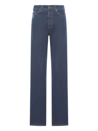 MIU MIU Miu Miu Women Embroidered-Logo Flock Jeans