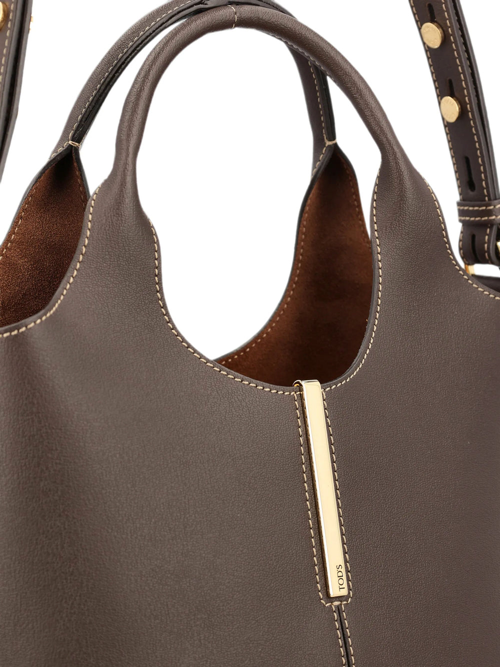 Tod's Women Leather Mini Tote Bag With Branded Metal Bar Accessory