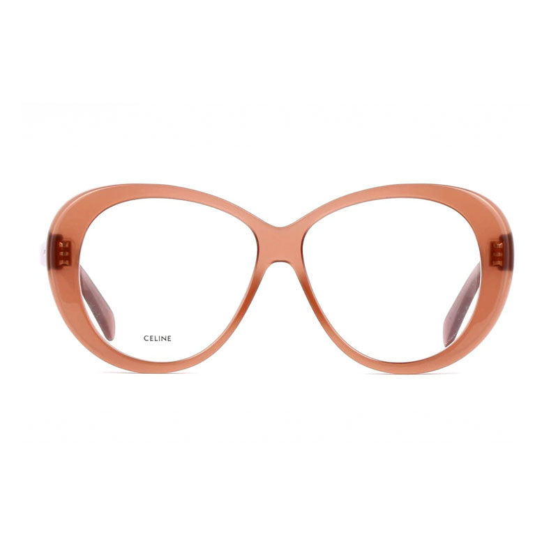 Celine Celine Eyeglasses Butterfly Full Rim, Shiny Light Brown Frame and Clear Demo Lenses Lens CL50150I045