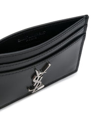 Saint Laurent Men Smooth Leather Cassandre Card Holder
