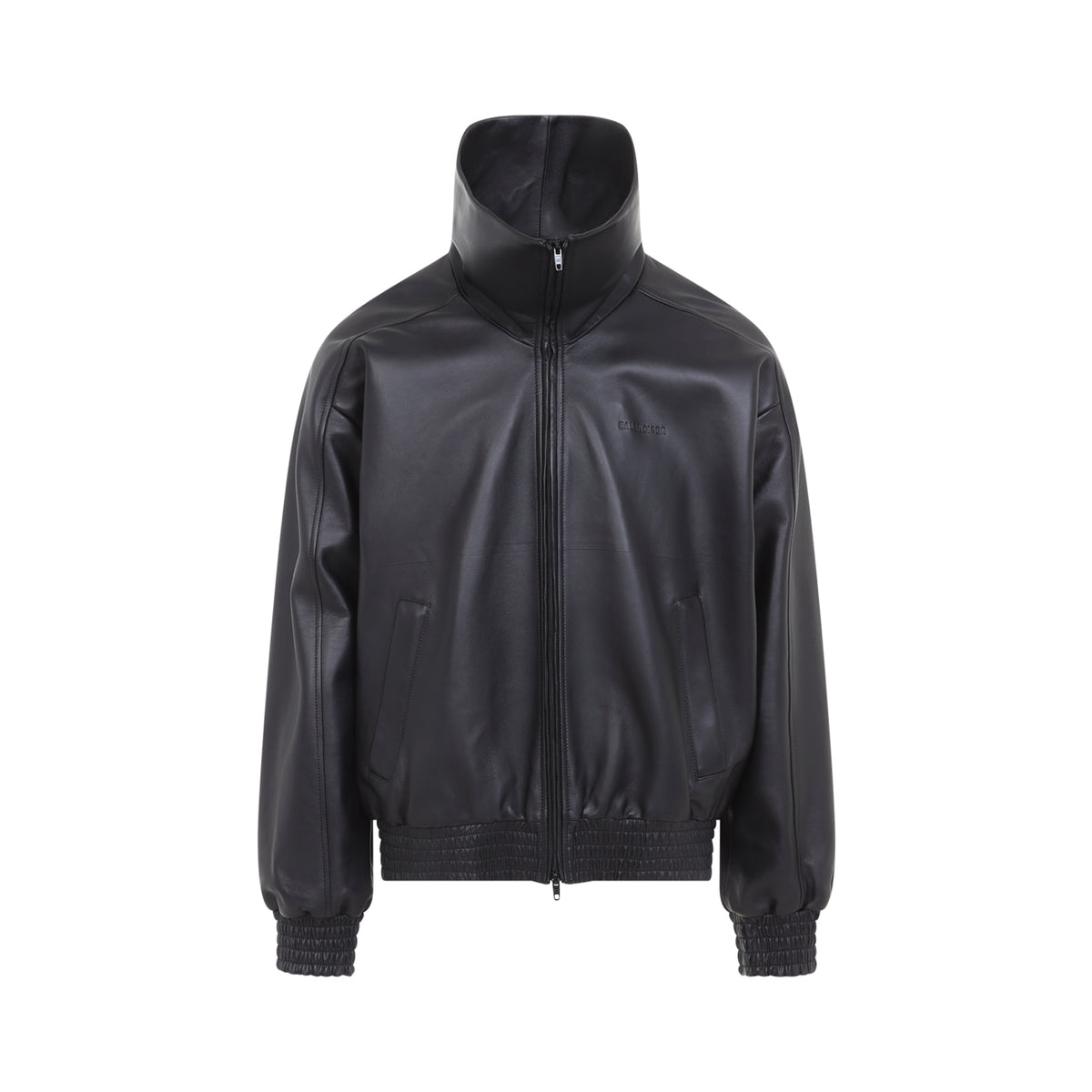 Balenciaga Leather High Collar Tracktop Men