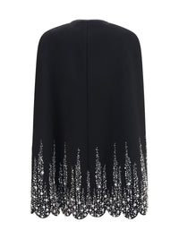 Valentino Women Compact Drap Cape With Degradé Rhinestone Embroidery