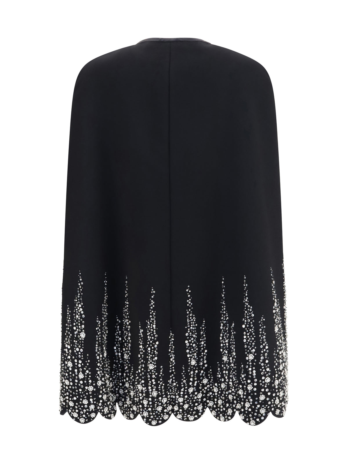 Valentino Women Compact Drap Cape With Degradé Rhinestone Embroidery