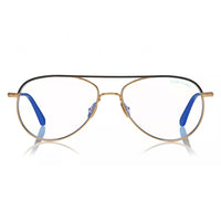 Tom Ford Tom Ford Eyeglasses Aviator Full Rim, Shiny Deep Gold Frame and Clear Demo Lenses Lens FT5693-B030