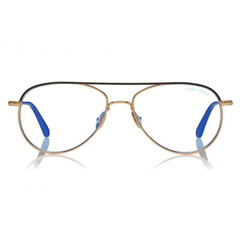 Tom Ford Tom Ford Eyeglasses Aviator Full Rim, Shiny Deep Gold Frame and Clear Demo Lenses Lens FT5693-B030