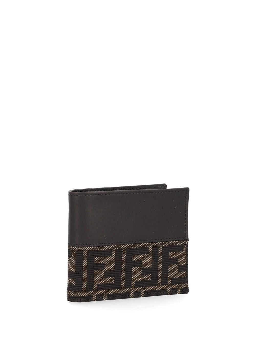 Fendi Fendi Men Leather Bi-Fold Wallet With Ff Motif