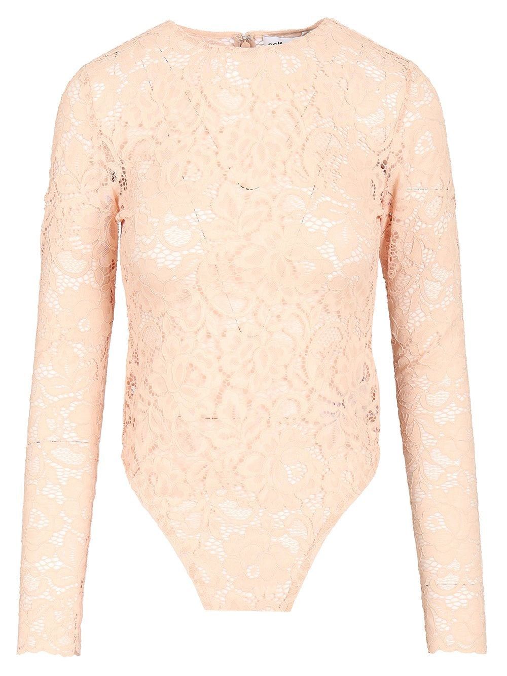Self-Portrait Women Beige Bodysuit In Flesh-Colored Lace
