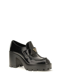 Prada Women Leather Heeled Loafers