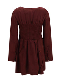 Ganni Women Long-Sleeve Satin Mini Dress