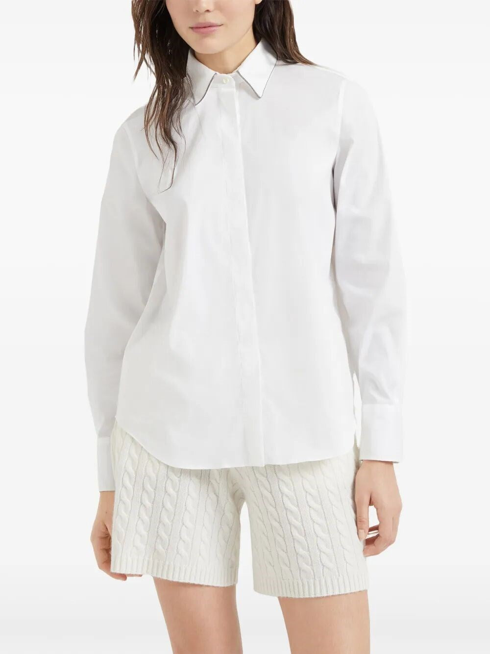 Brunello cucinelli Brunello Cucinelli Women Stretch Poplin Shirt With Monili