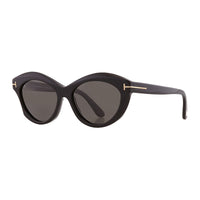 Tom Ford Tom Ford Sunglasses Cat Eye Full Rim, Shiny Black Frame and Smoke Mirror Lens FT111101C