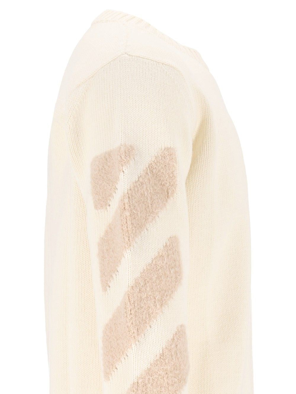 Off-White Men Diagonals Fuzzy Knit Crewneck