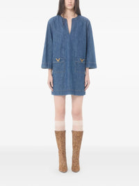 Valentino Garavani Women V-Neck Denim Minidress