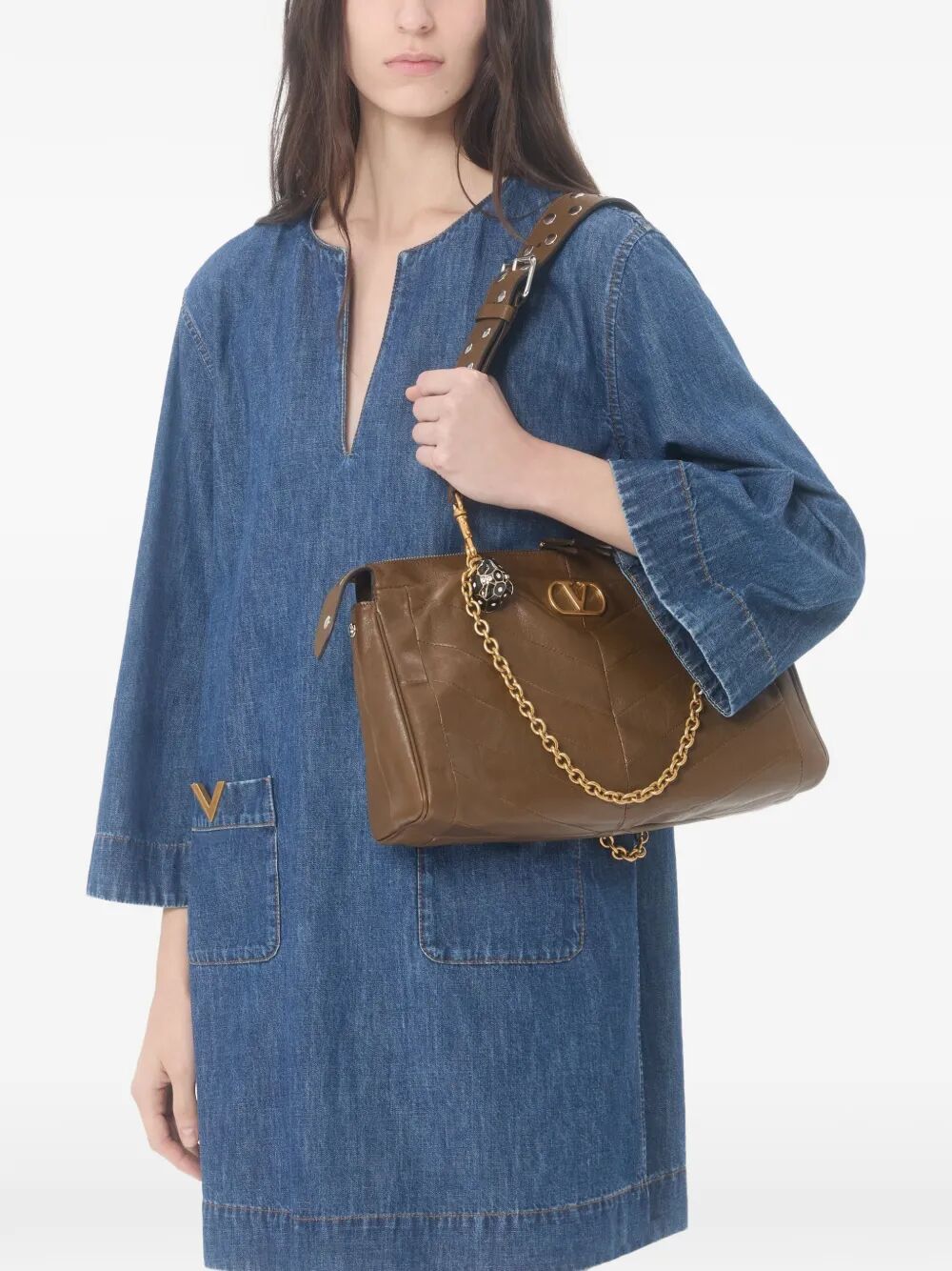 Valentino Garavani Women V-Neck Denim Minidress