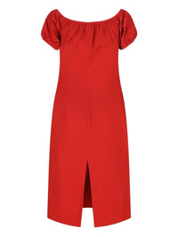 MIUMIU Boat Neckline Cotton Poplin Midi Dress Women