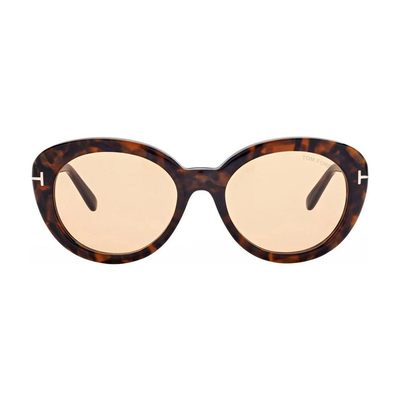 Tom Ford Cat Eye Full Rim, with a Blonde Havana frame and Photochromic Pink lens.