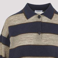 Brunello Cucinelli Jersey Striped Polo Women