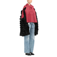 Maison Margiela Maison Margiela Faux Fur Trimmed Leather Cape Jacket Women