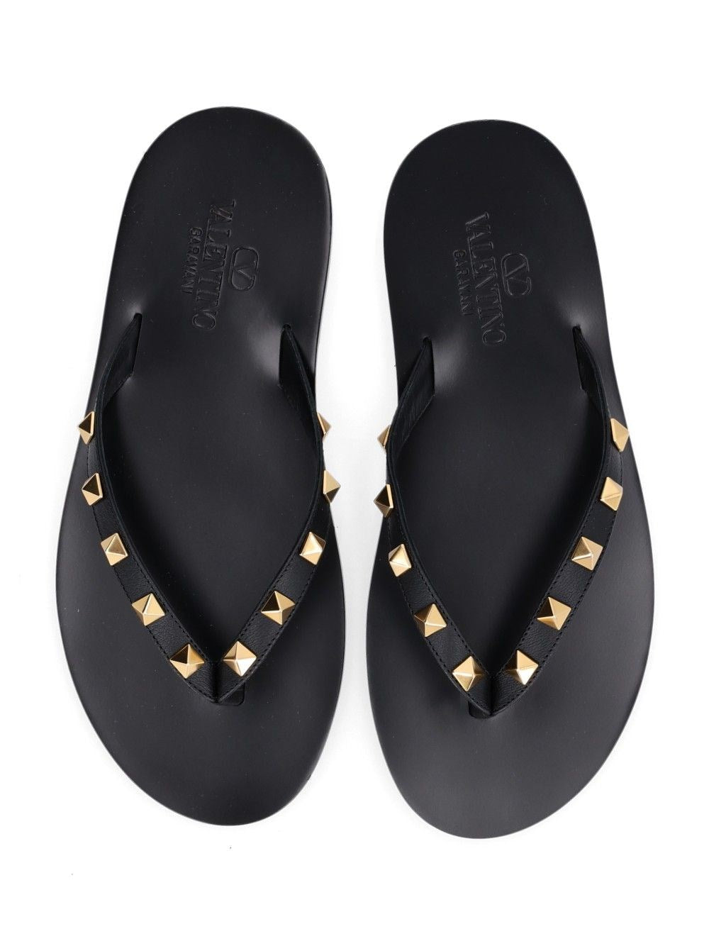 Valentino Garavani Men Rockstud Leather Thong Sandals