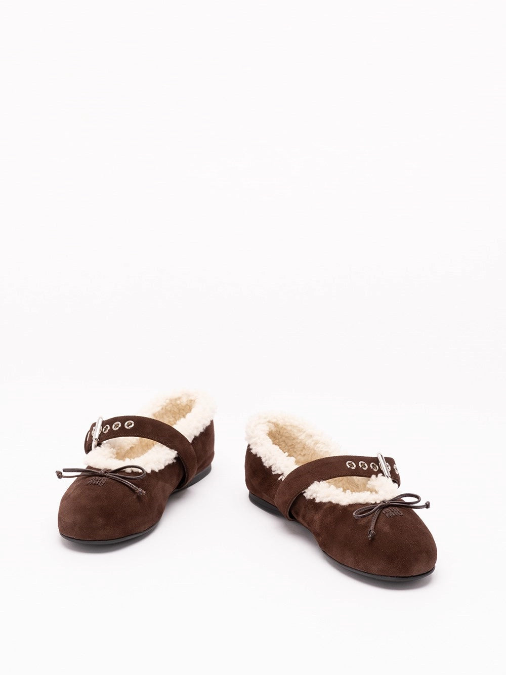 Miu Miu Women Suede And Shearling Ballerinas