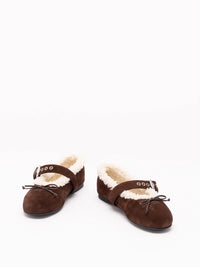 Miu Miu Women Suede And Shearling Ballerinas