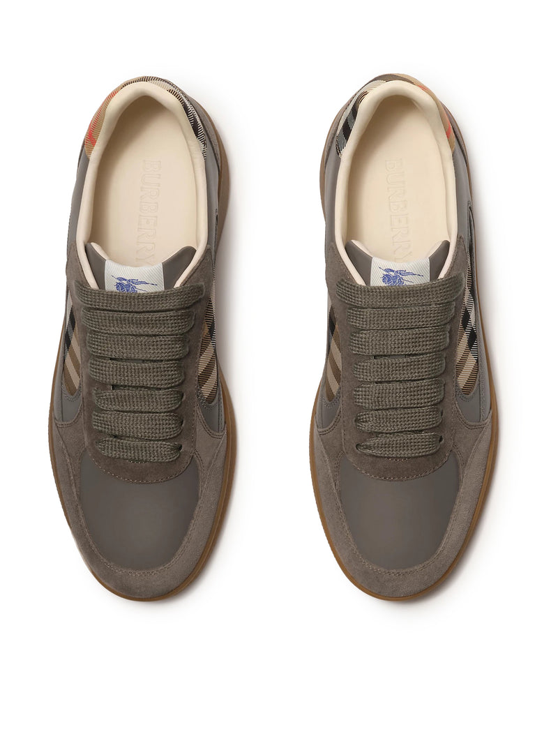 Burberry Men Terrace Sneaker In Leather, Suede And Check