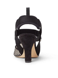 Fendi Women Hummingbird High-Heeled Slingback In Mesh And Black Suede