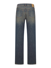 Fendi Fendi Men Long Regular Jeans In Stone Wash Blue