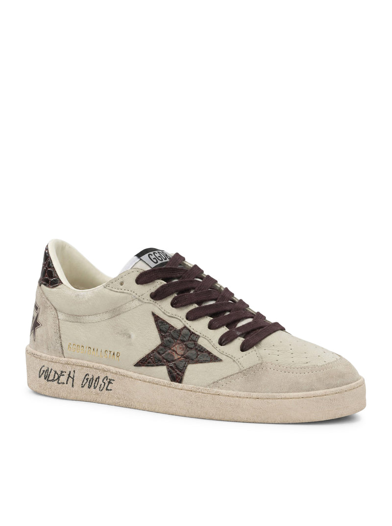 Golden Goose Deluxe Brand Men Ball-Star Sneakers In Leather With Crocodile Inserts