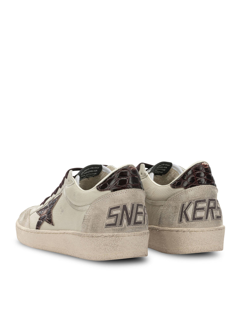 Golden Goose Deluxe Brand Men Ball-Star Sneakers In Leather With Crocodile Inserts