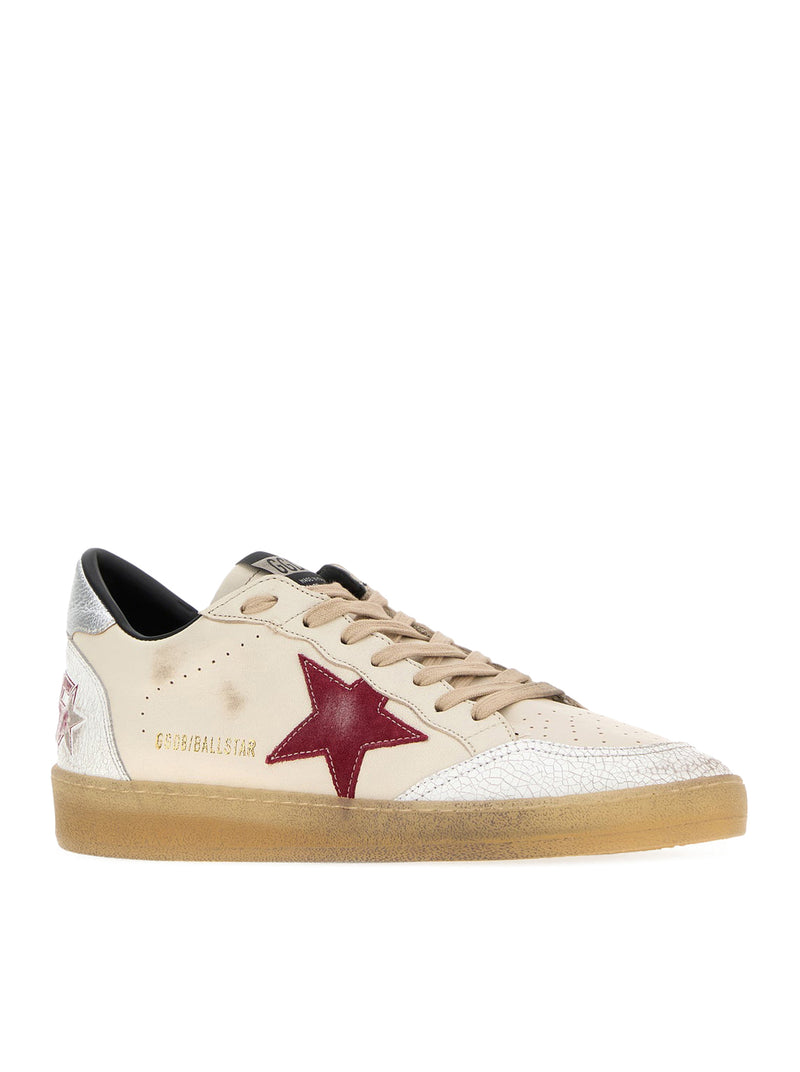 Golden Goose Deluxe Brand Men Ball-Star Leather Sneakers With Craquelé Inserts
