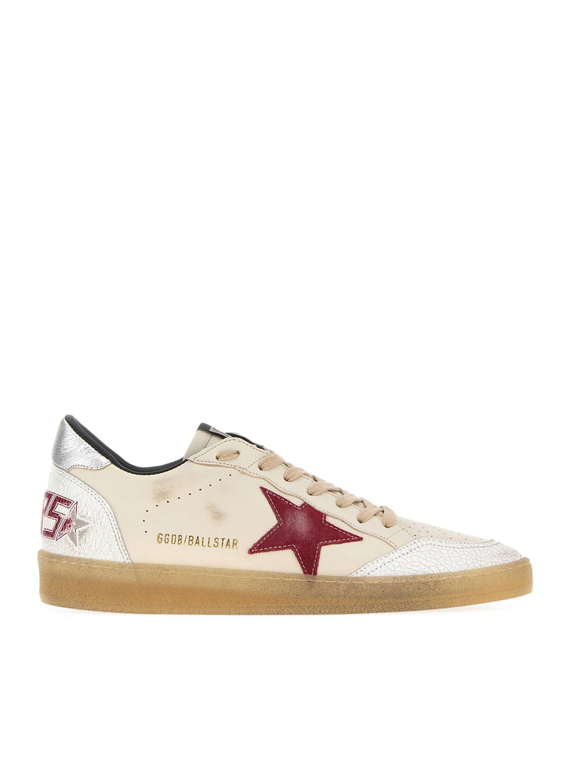 Golden Goose Deluxe Brand Men Ball-Star Leather Sneakers With Craquelé Inserts