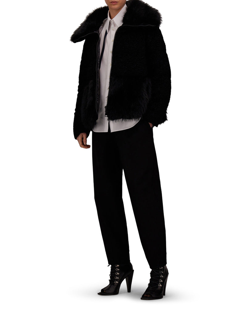 Herno Women Faux Fur Jacket With Astrakhan Effect