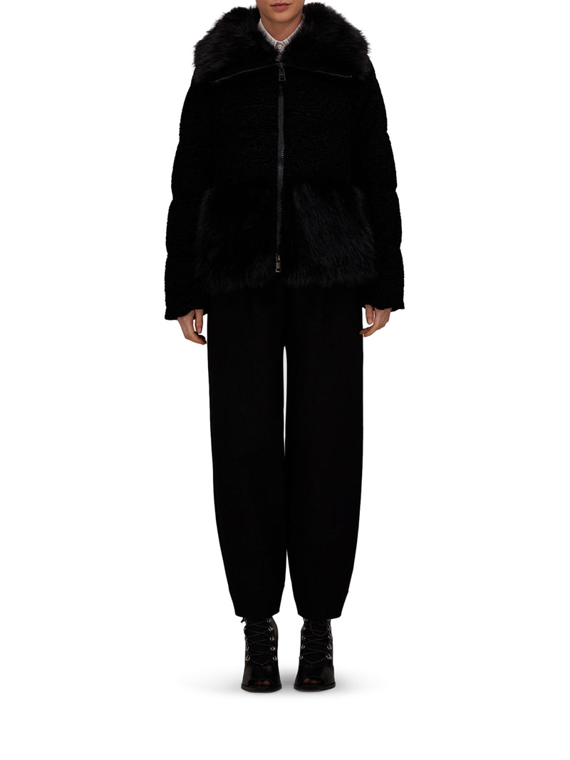 Herno Women Faux Fur Jacket With Astrakhan Effect