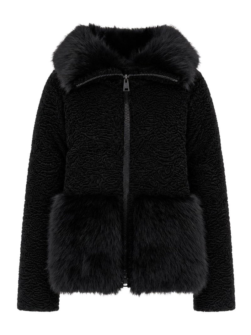 Herno Women Faux Fur Jacket With Astrakhan Effect
