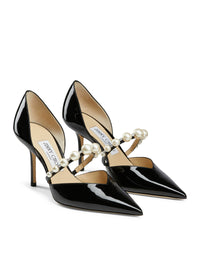 Jimmy Choo Women Aurelie 85 Pointed-Toe Décolleté In Black Patent Leather With Pearl Decoration