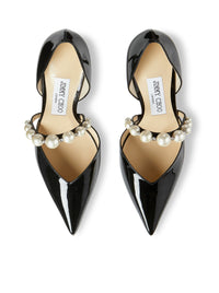 Jimmy Choo Women Aurelie 85 Pointed-Toe Décolleté In Black Patent Leather With Pearl Decoration