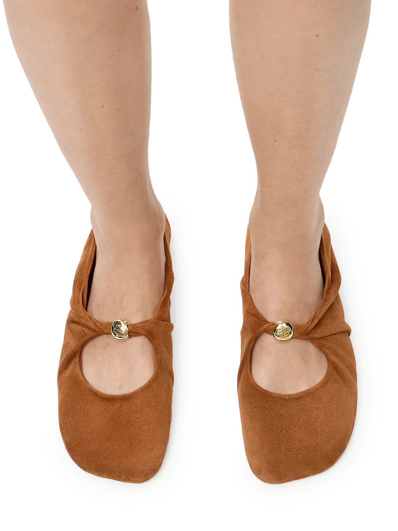 Loewe Women Pebble Soft Ballet Flats In Suede Goatskin