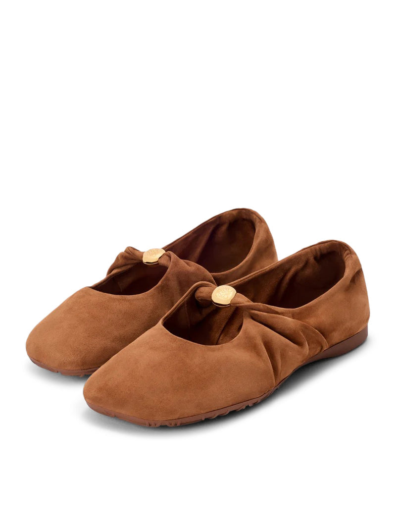Loewe Women Pebble Soft Ballet Flats In Suede Goatskin