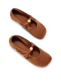 Loewe Women Pebble Soft Ballet Flats In Suede Goatskin