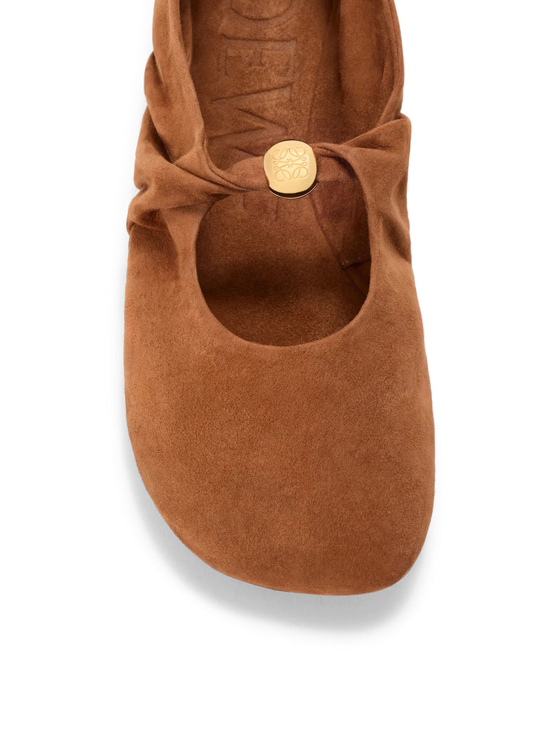 Loewe Women Pebble Soft Ballet Flats In Suede Goatskin
