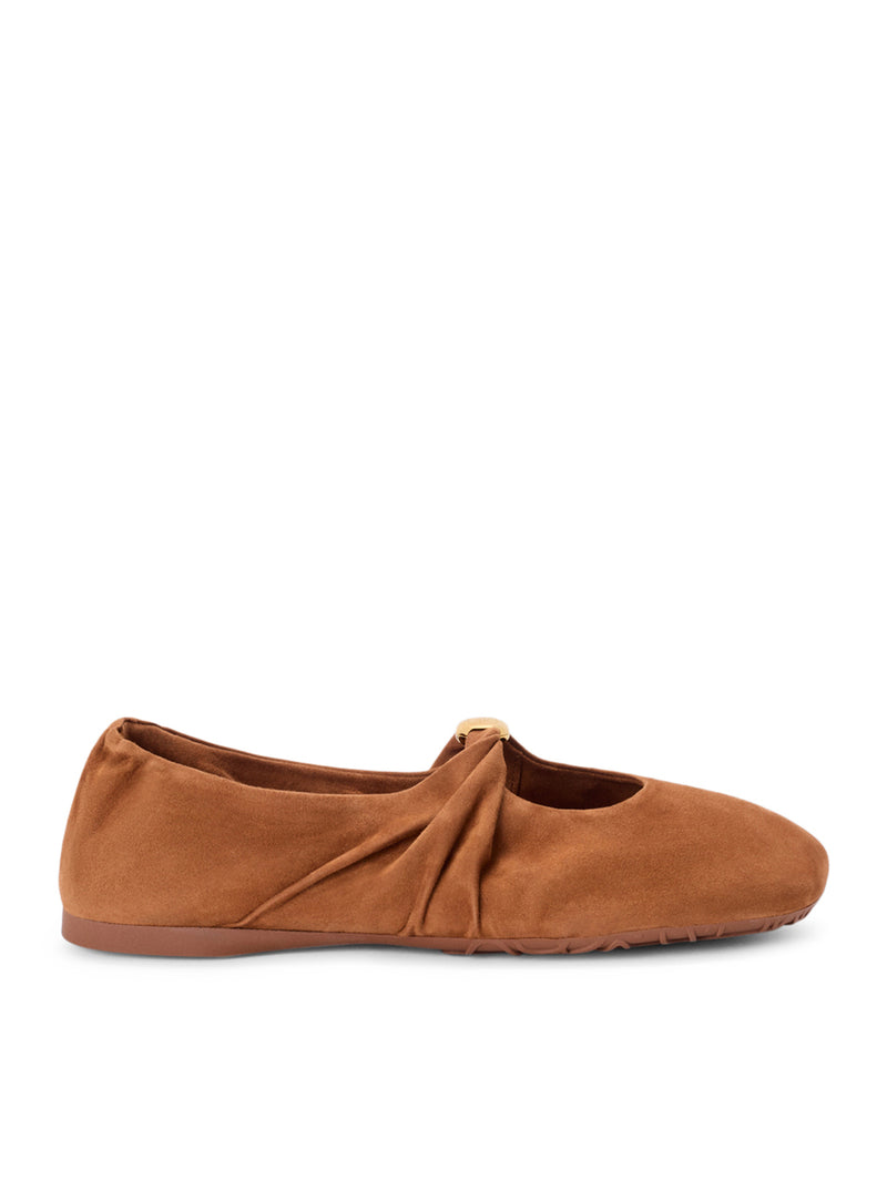 Loewe Women Pebble Soft Ballet Flats In Suede Goatskin