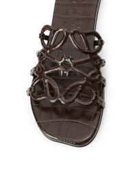 Loewe Women Anagram Petal Slide In Crocodile Embossed Calfskin